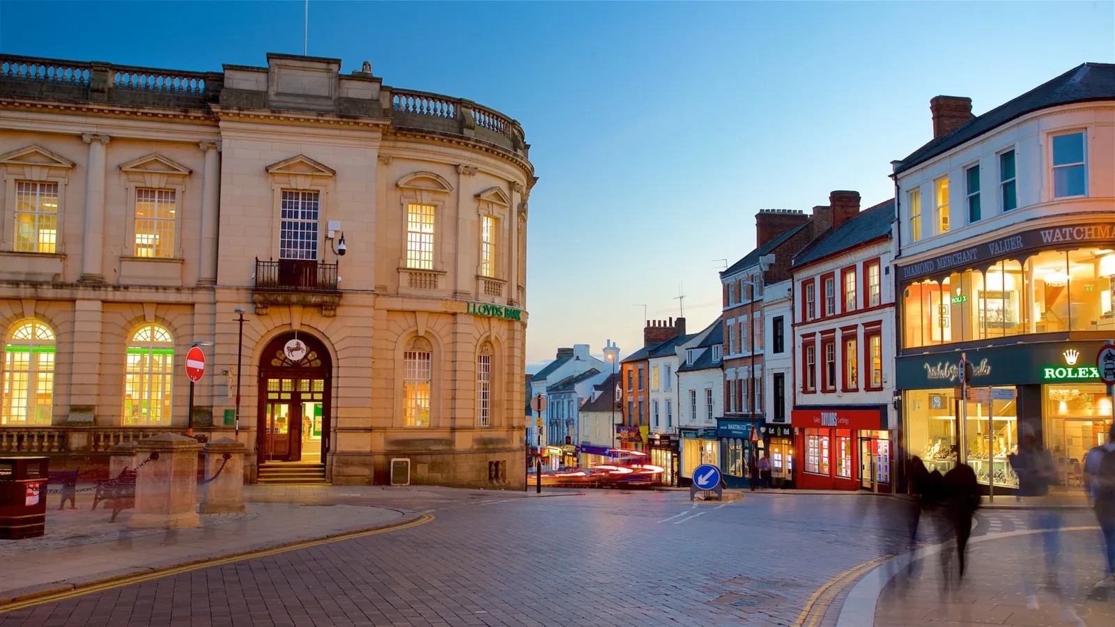 Northampton town centre at dusk — the area covered by Procure Group's damp specialists